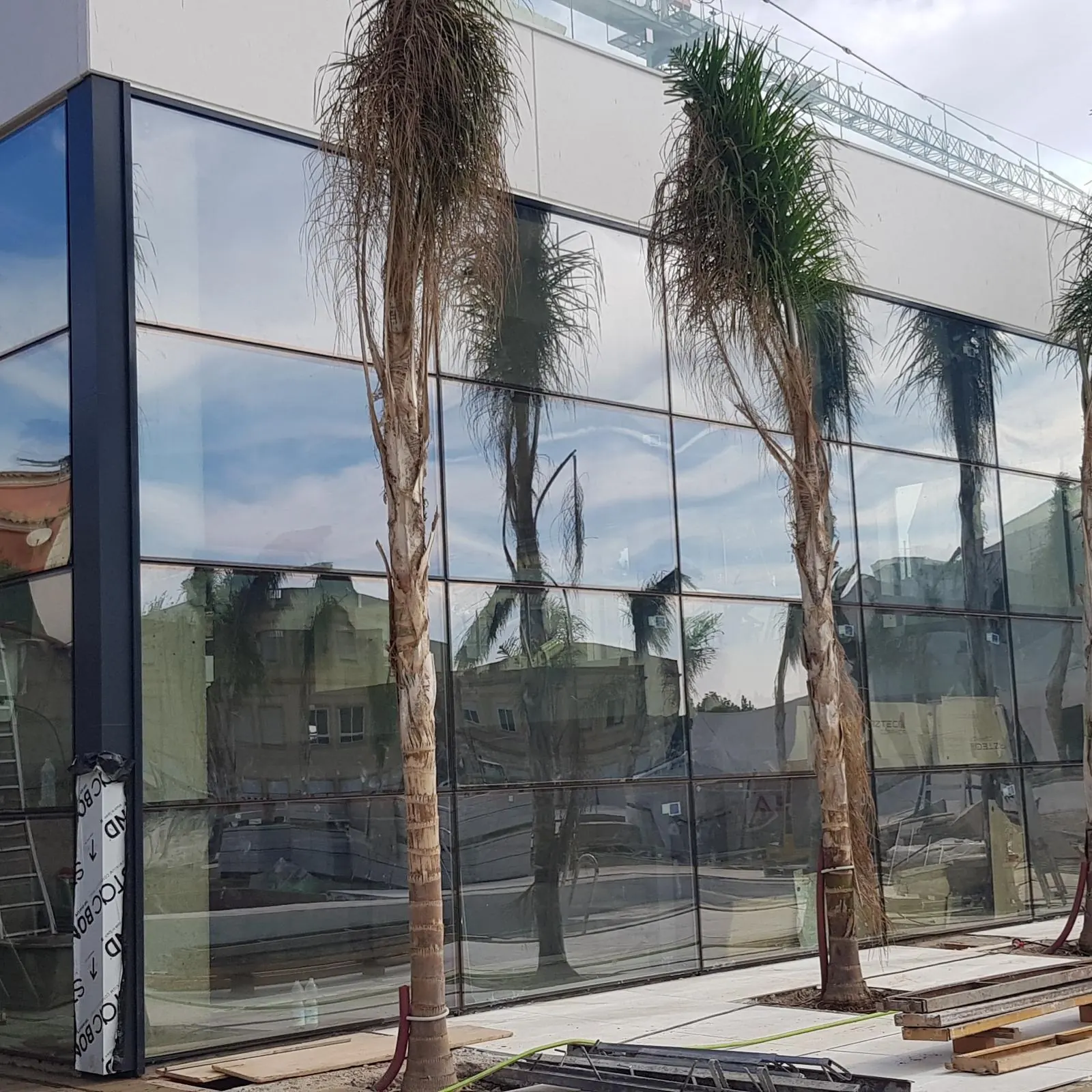 Muro cortina de vidrio en planta baja